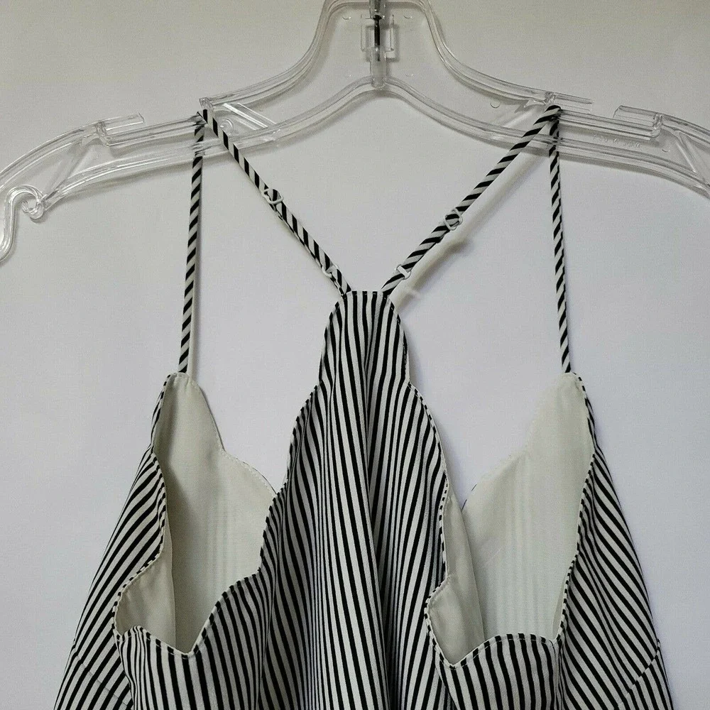 J.Crew Size 0 Spaghetti Strap Sleeveless Racerback Black/White Striped Tank Top - Picture 5 of 6
